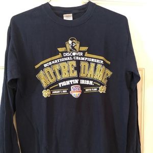 Medium, blue Notre Dame long sleeve shirt!